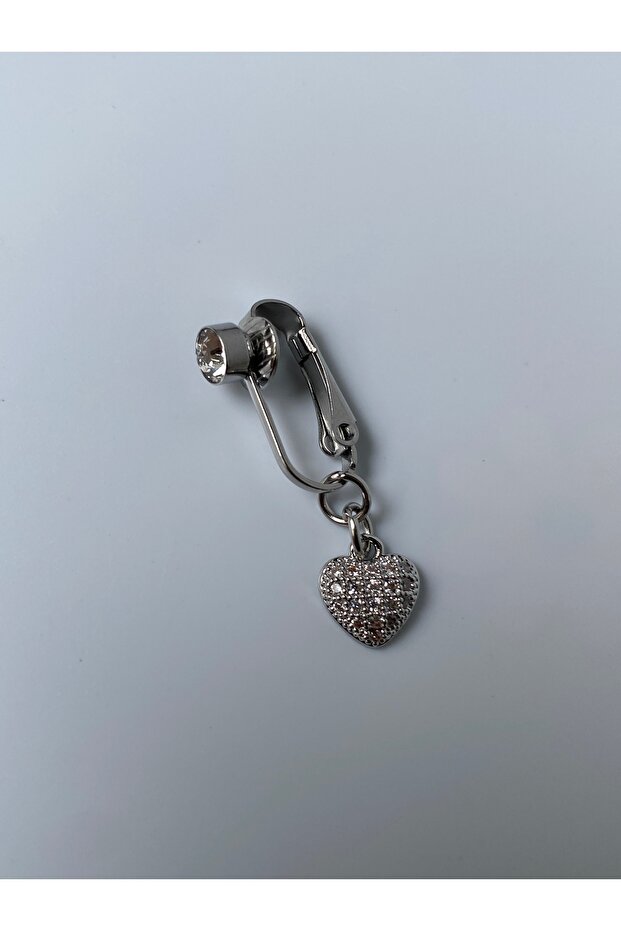 Çelik Göbek Piercing Mıknatıslı Sıkıştırmalı Kalpli Minimal Model - 6