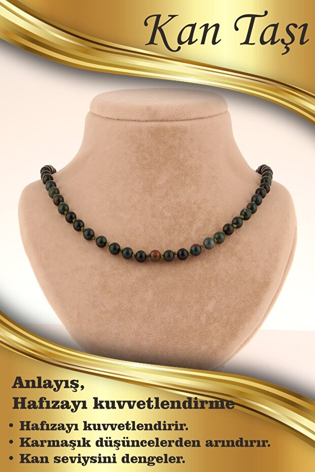 Certified Blood Stone 6 Mm Knotted Necklace
