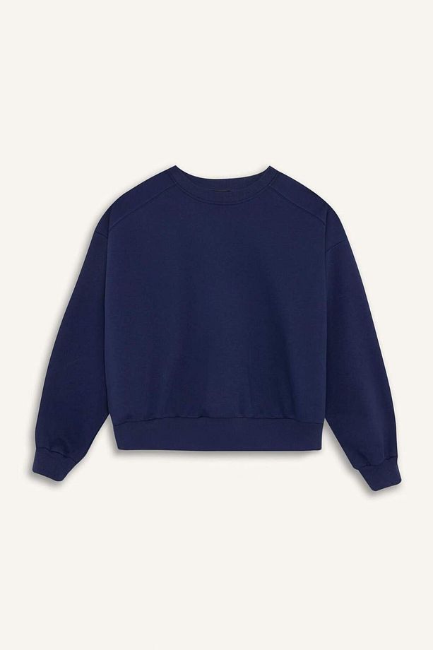 Coool Oversize Geniş Kalıp Bisiklet Yaka Kalın Basic Düz Sweatshirt A4177AX24WN - 7