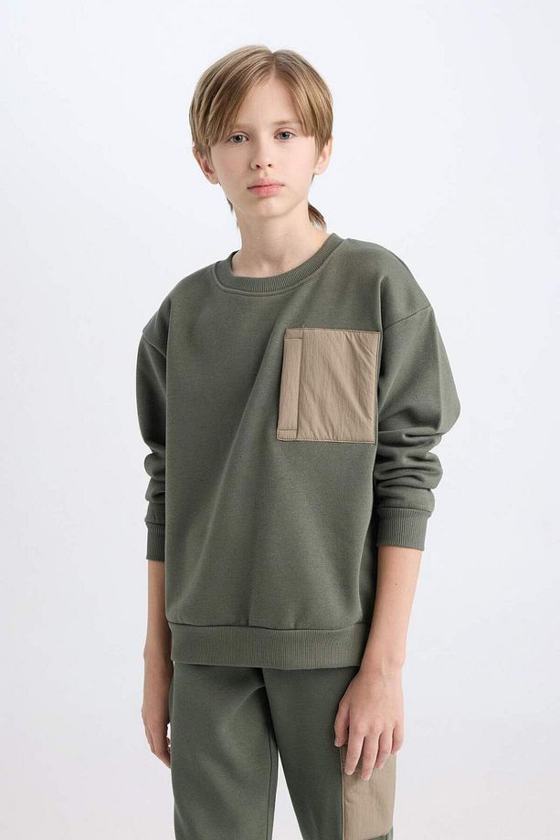 Erkek Çocuk Oversize Geniş Kalıp Bisiklet Yaka Sweatshirt D5788A824WN - 7