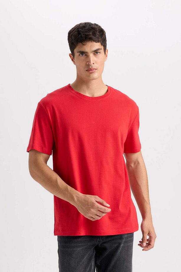 %100 Pamuk New Regular Fit Bisiklet Yaka Basic Düz Kısa Kollu Tişört E1091AXNS - 4