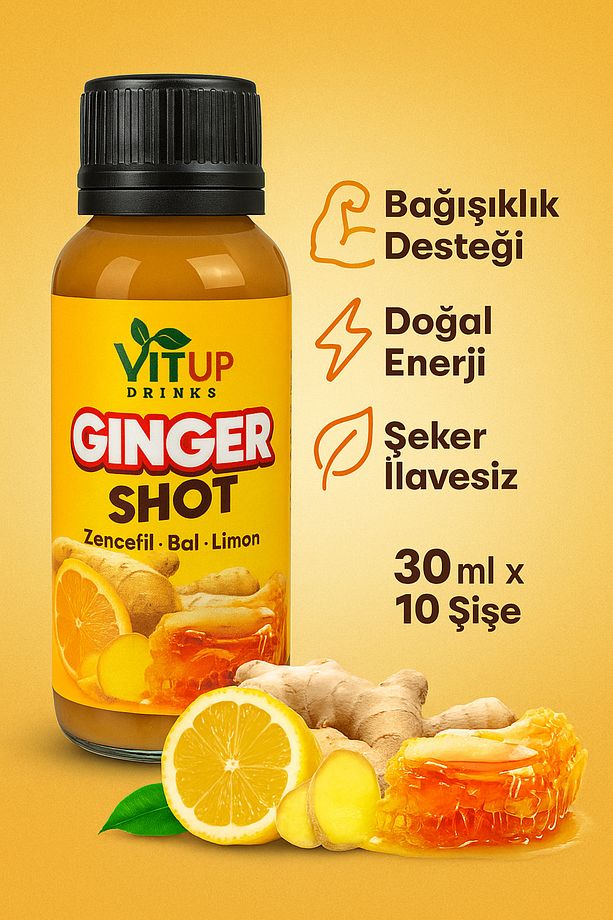 Ginger Shot -Doğal Bitkisel Zencefil Shot- 10 Adet- 30ml- (CAM ŞİŞELİ) - 3