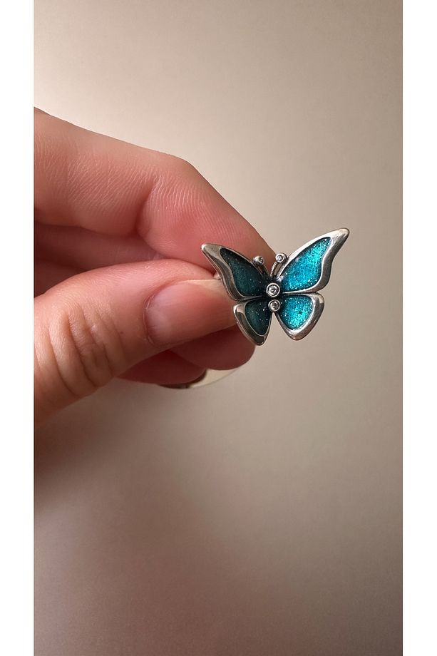 Poseidons Jewellery Büyük Boy Kelebek Temalı Gümüş Charm - 4