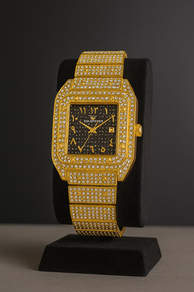 Luxury Stone Arabic Numerals Calendar Women's Wristwatch