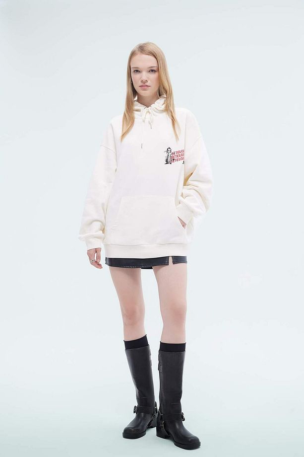 Coool Beetlejuice Oversize Geniş Kalıp Kapüşonlu Baskılı Kalın Sweatshirt D7984AX24WN - 2