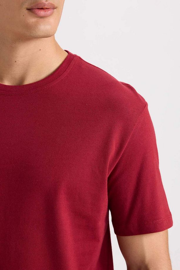 %100 Pamuk New Regular Fit Bisiklet Yaka Basic Düz Kısa Kollu Tişört E1091AXNS - 5