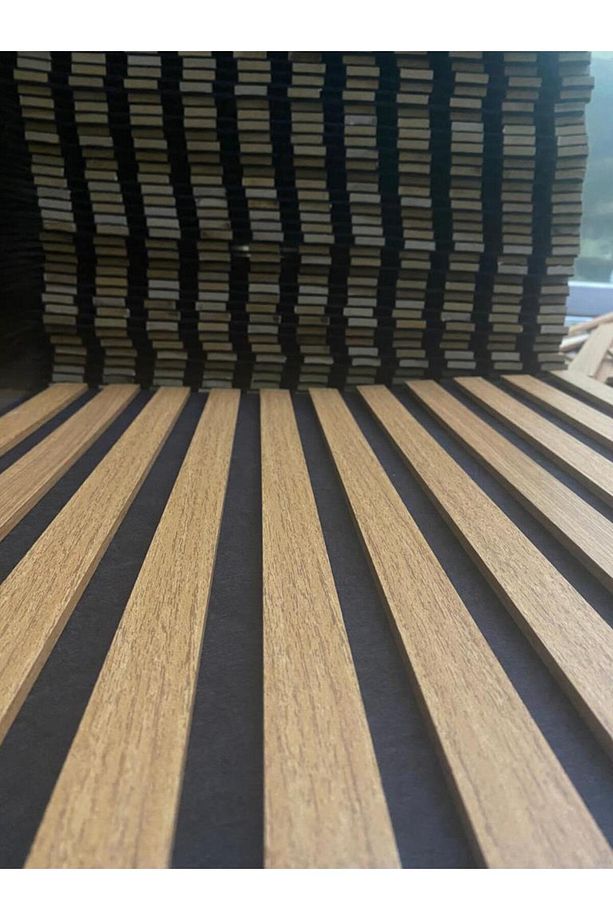 1m² (50cmx50cm 4 Adet)Kahverengi Akustik Duvar Paneli 3mm Keçe Ve 8mm Mdflam Duvar Çıtası Lambiri - 3