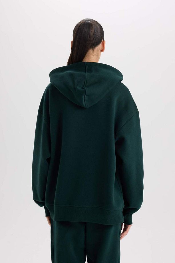 Relax Fit Kapüşonlu Kalın Basic Düz Sweatshirt D9935AX24WN - 6