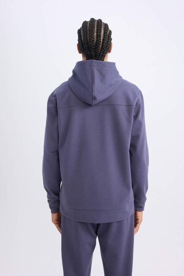 DeFactoFit Standart Fit Kapüşonlu Arma Baskılı Kanguru Cepli Skuba Dalgıç Kumaş Sporcu Sweatshirt D1 - 7