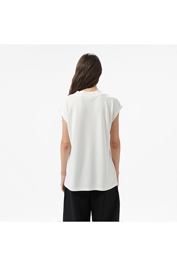 Kadın Slim Fit V Yaka Beyaz T-Shirt - 2