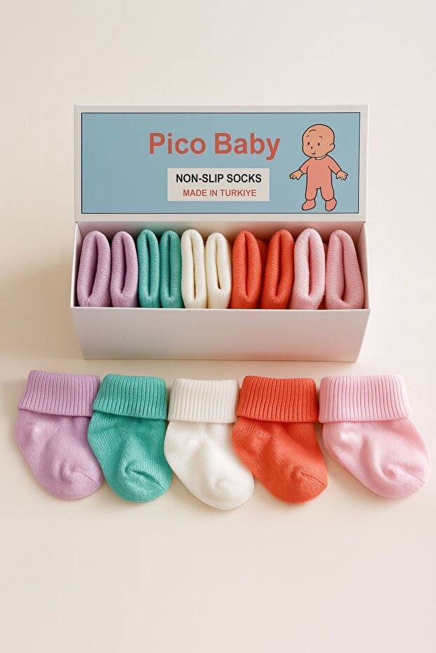 Organic Cotton Unisex 5-Piece Boxed Premium Newborn Baby Socks