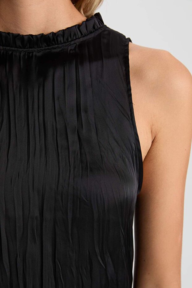 Siyah Regular Fit Basic Düz Aerobin Kolsuz Bluz D8507AX24AU - 6