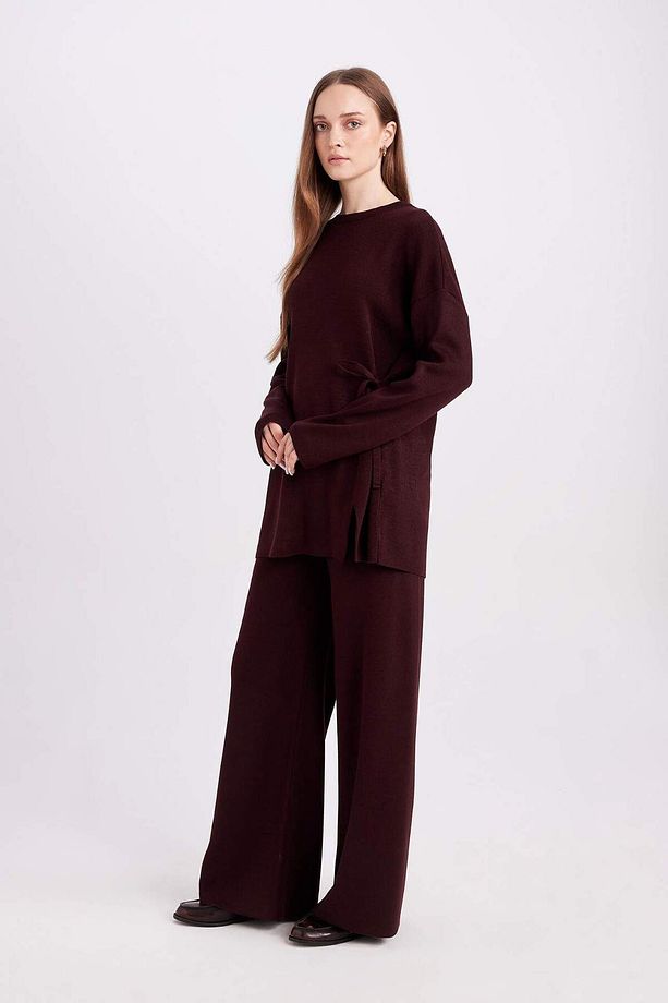 Triko Pantolon Regular Fit Beli Lastikli Cepli Basic Düz Paça D7511AX24WN - 5