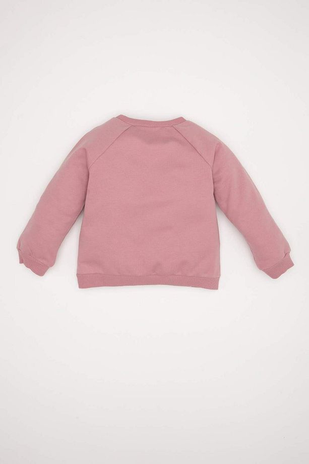 Kız Bebek Bisiklet Yaka Baskılı İçi Yumuşak Tüylü Sweatshirt D7207A524WN - 5