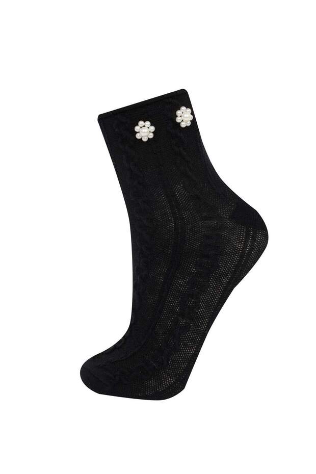 Women's Seamless Floral Stone Combed Cotton Socks D7722Axns