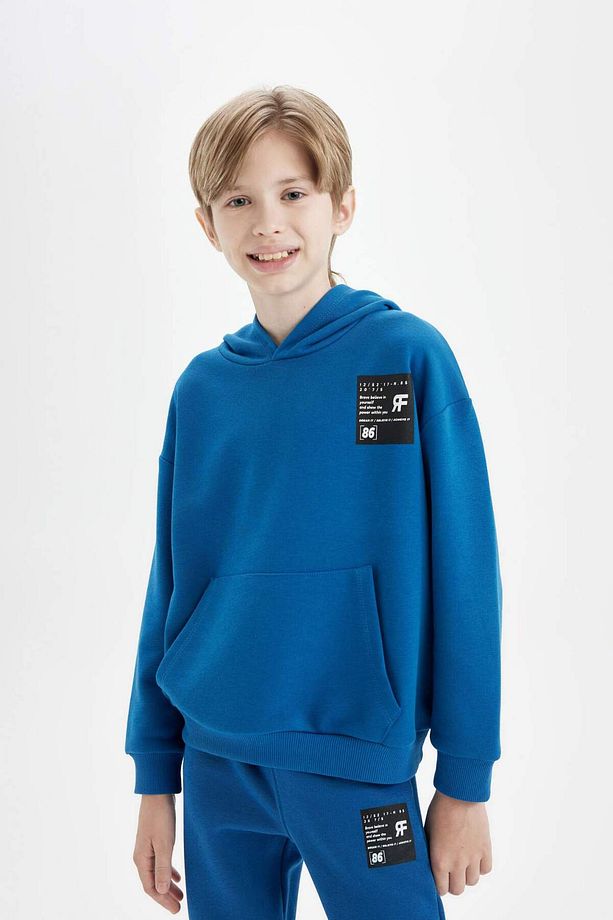 Erkek Çocuk Oversize Geniş Kalıp Kapüşonlu Cepli Okul Sweatshirt D1644A824AU - 1