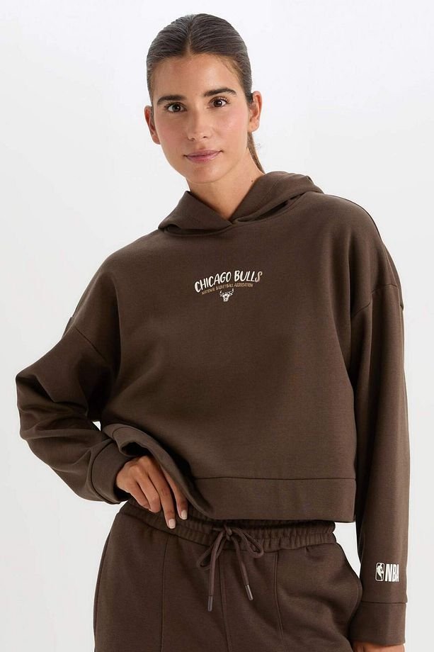 DeFactoFit NBA Chicago Bulls Kapüşonlu Kalın Sweatshirt D0688AX24AU - 1
