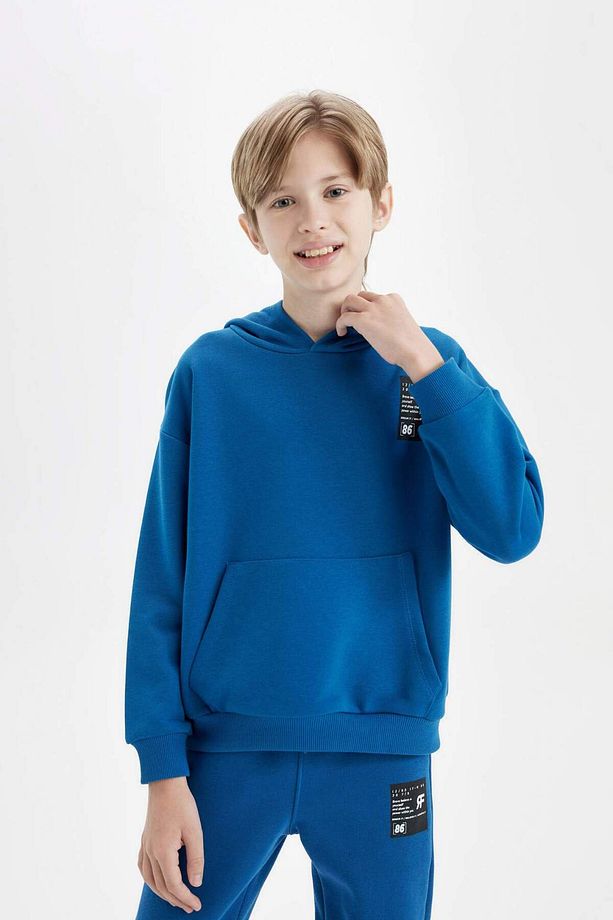 Erkek Çocuk Oversize Geniş Kalıp Kapüşonlu Cepli Okul Sweatshirt D1644A824AU - 4