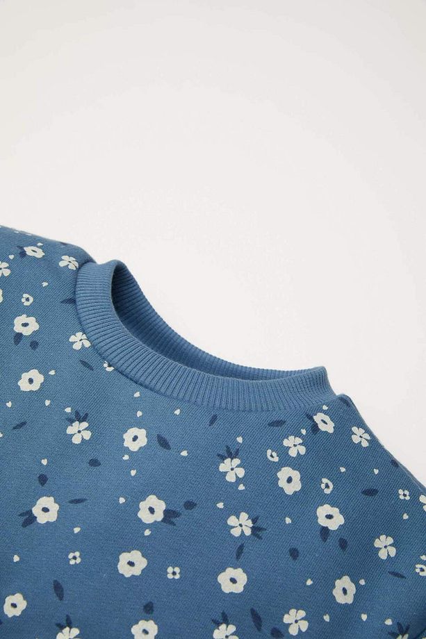 Kız Bebek 2'li Takım Çiçekli Sweatshirt Üst Beli Lastikli Uzun Tayt Alt D5147A524WN - 3