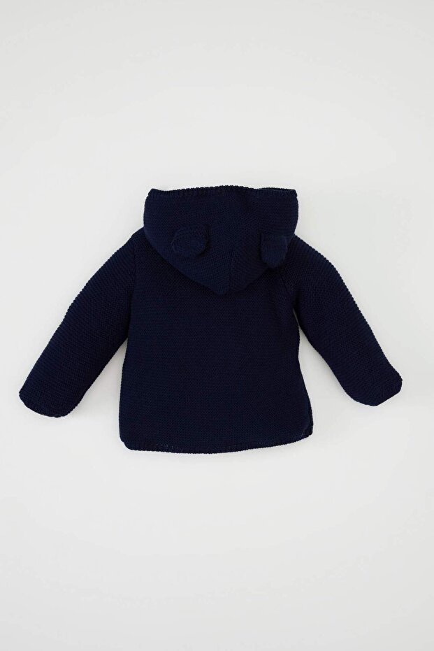 Erkek Bebek Lacivert İçi Polarlı Çift Düğmeli Kapüşonlu Triko Hırka A3840A524WN - 5