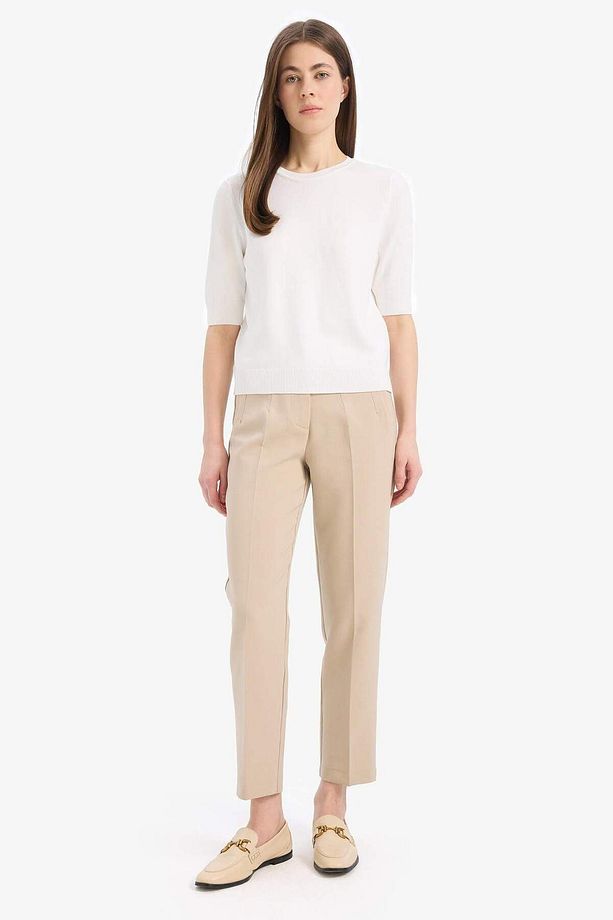 Crop Klasik Pantolon Carrot Fit Fermuarlı Yüksek Bel Basic Düz Dar Paça 25k801t03031 - 6