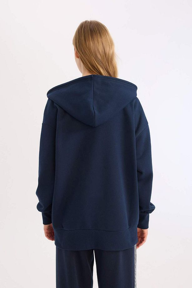 Okula Dönüş Oversize Fit Kapüşonlu Kalın Kumaş Basic Hırka V4233az24wn - 7