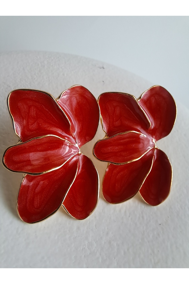 Red Vintage Leaf Earrings