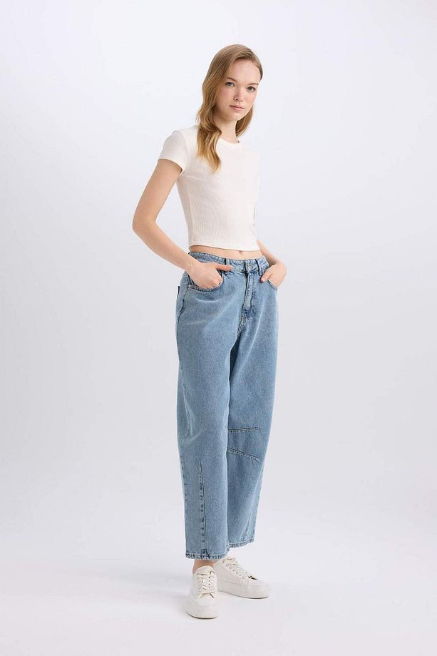 Yüksek Bel Uzun Jean Yıkamalı Pantolon D8156AX24WN - 3