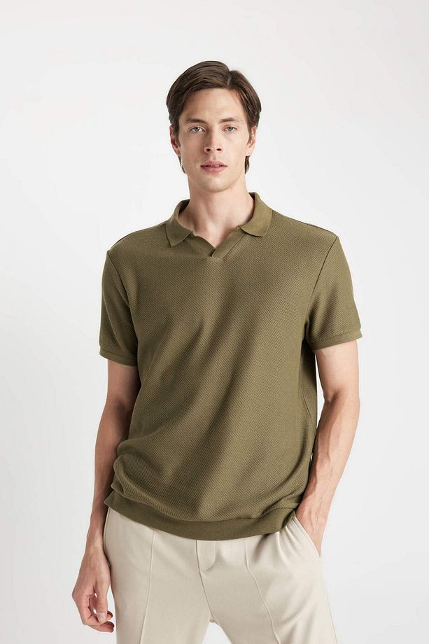 Regular Fit Kısa Kollu Örgü Görünümlü Polo Tişört A6849AX24SM - 4