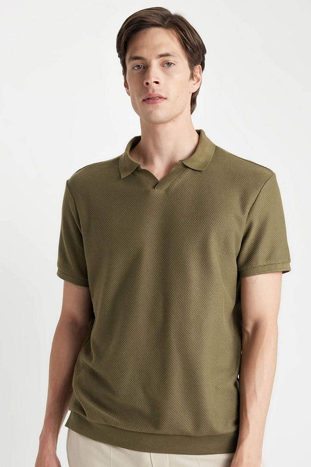 Regular Fit Kısa Kollu Örgü Görünümlü Polo Tişört A6849AX24SM - 1