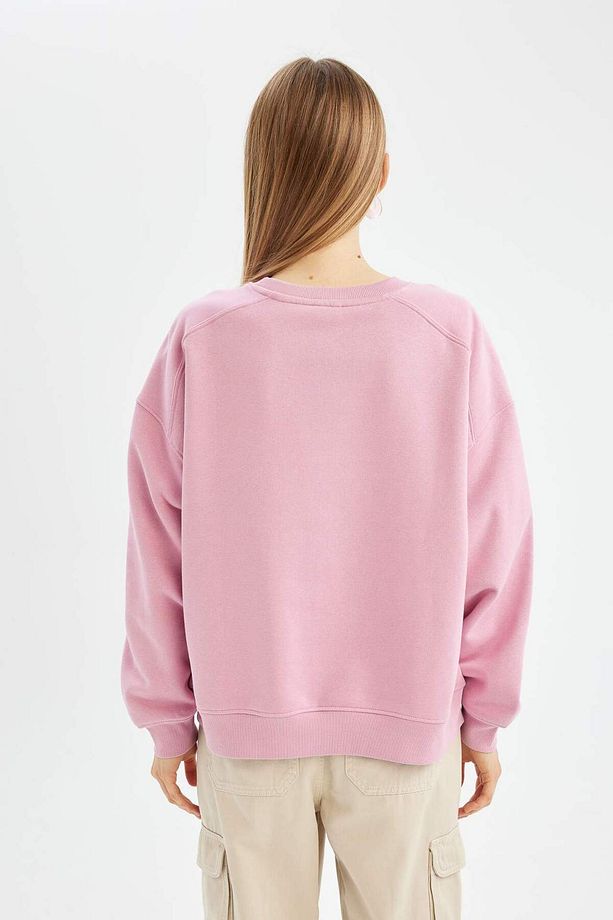 Coool Oversize Geniş Kalıp Bisiklet Yaka Kalın Basic Düz Sweatshirt A4177AX24WN - 5