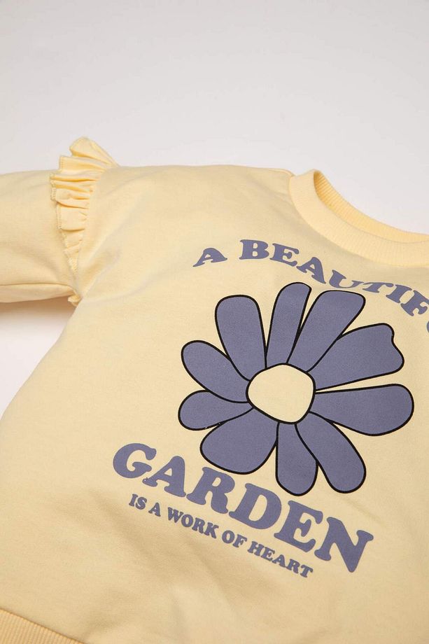 Kız Bebek 2li Takım Çiçekli Sweatshirt Tayt D5493A5NS - 4