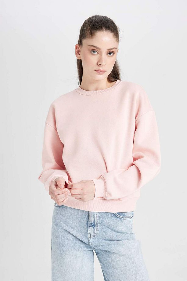Regular Fit Bisiklet Yaka Kalın Basic Düz Sweatshirt D6645AX24WN - 4
