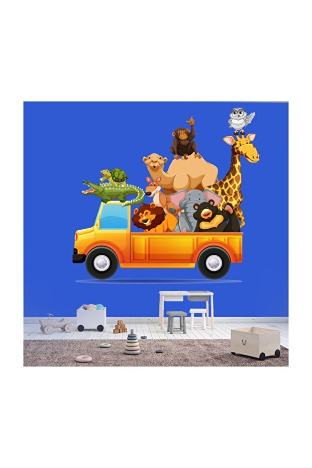 Travel With Fun Animals Kids Room Wall Sticker