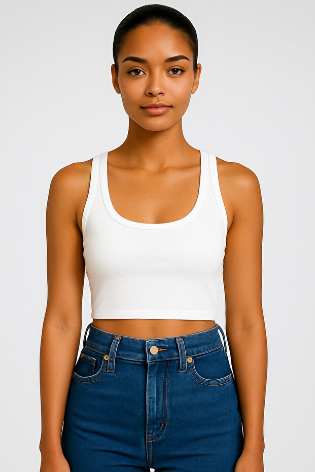 Crop Tank Top Camisole Cotton Blend Piping Tank Top
