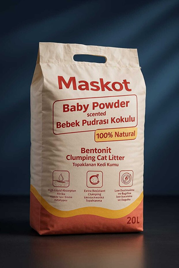 Maskot Bebek Pudrası Kokulu Kedi Kumu 20 L