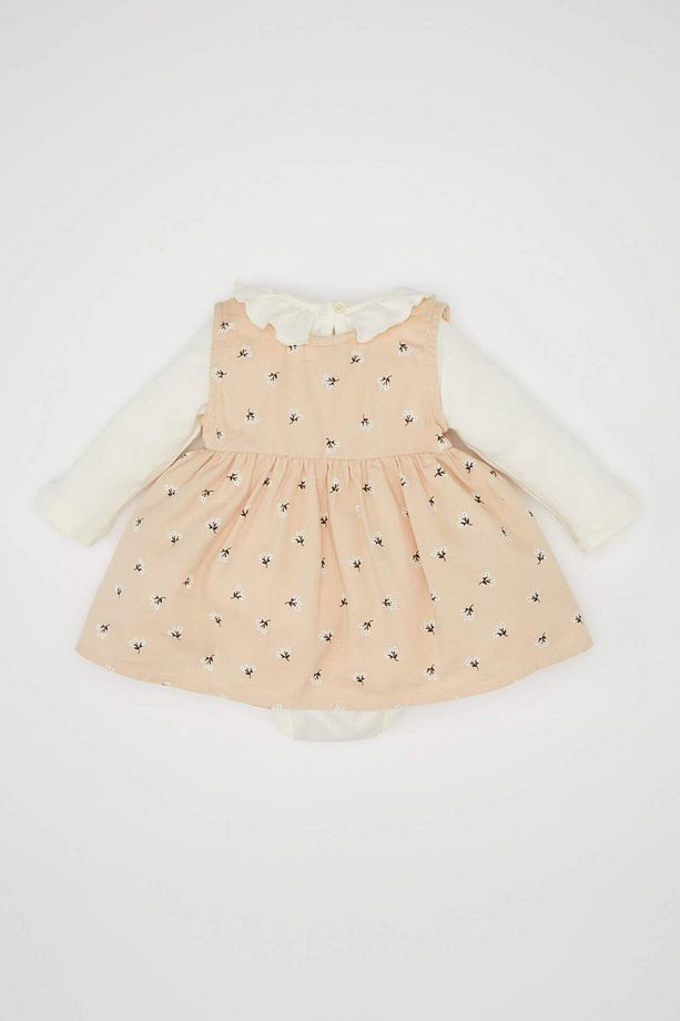 Kız Bebek 2li Takım Uzun Kollu Çıtçıtlı Body Üst Çiçekli Düğmeli Elbise D4114A524WN - 5