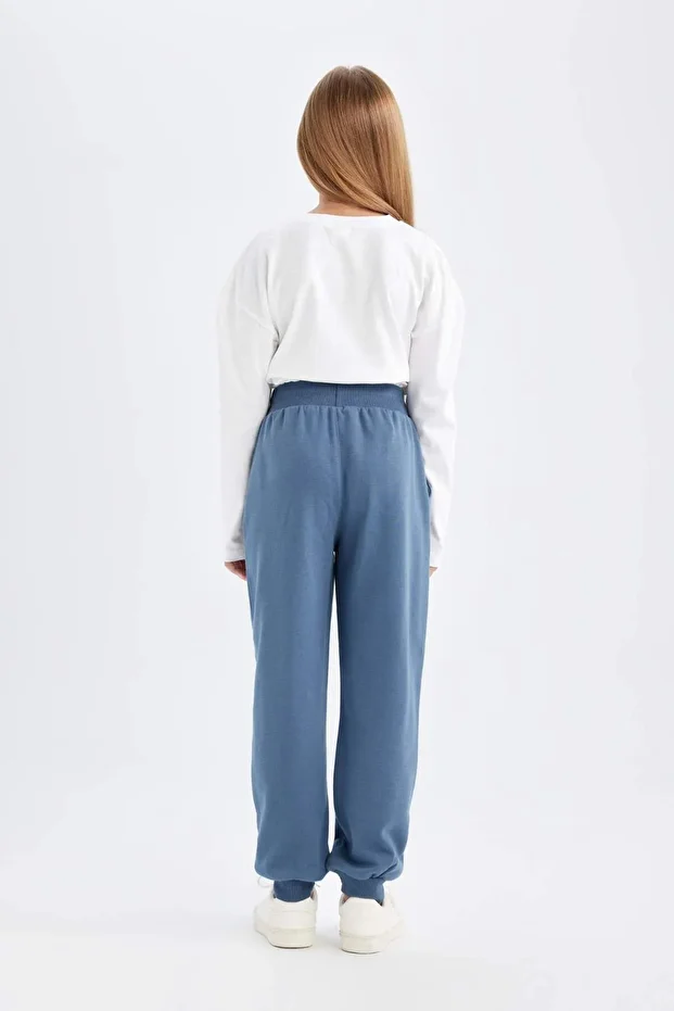 Kız Çocuk Beli Paçası Lastikli Cepli Basic Düz Jogger Eşofman Altı D0731A824AU - 6