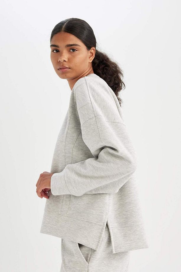 DeFactoFit Bisiklet Yaka Skuba Dalgıç Kumaş Sporcu Sweatshirt C9612AX24AU - 8