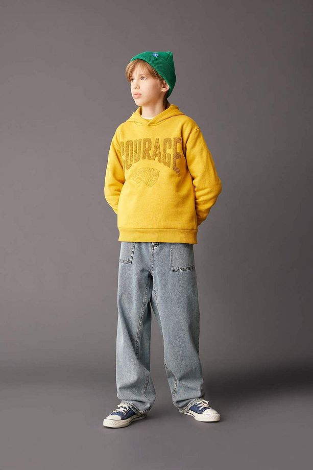 Erkek Çocuk Oversize Geniş Kalıp Baskılı Kapüşonlu Sweatshirt D3094A824AU - 2
