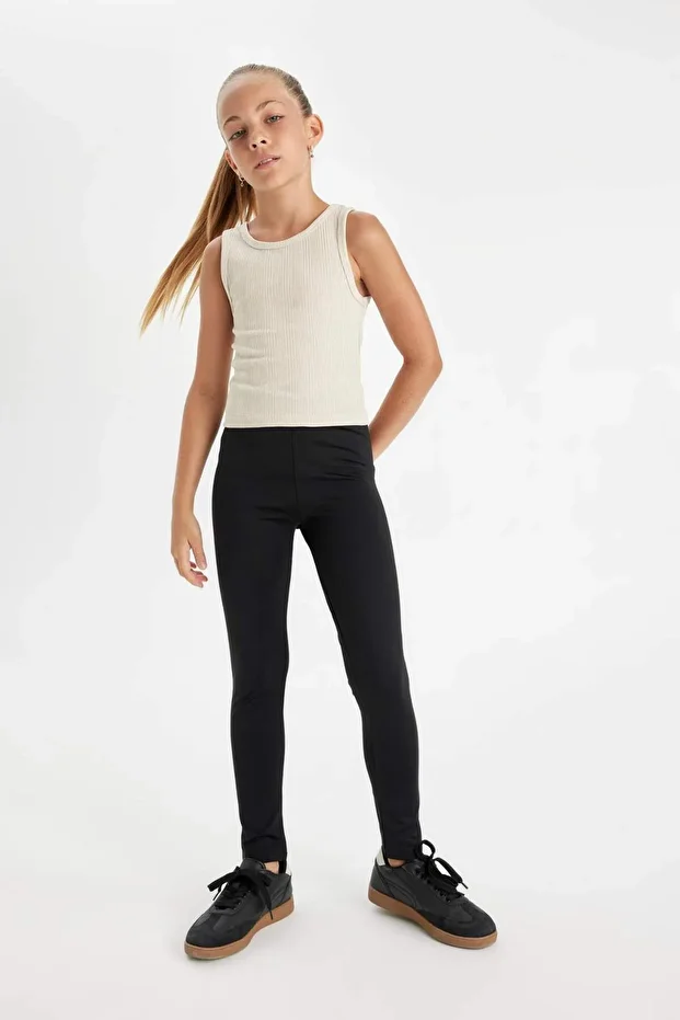 Kız Çocuk Standart Boy Siyah Basic Düz Tayt D4068A824WN - 1