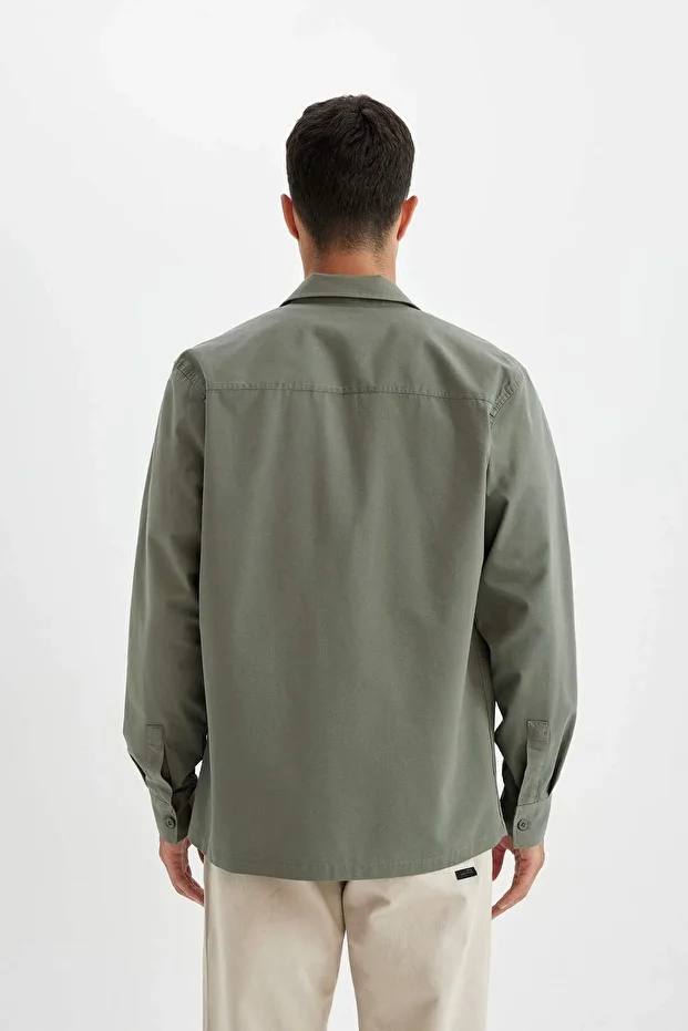 %100 Pamuk Regular Fit Basic Düz Uzun Kollu Gömlek D1060AX24AU - 6