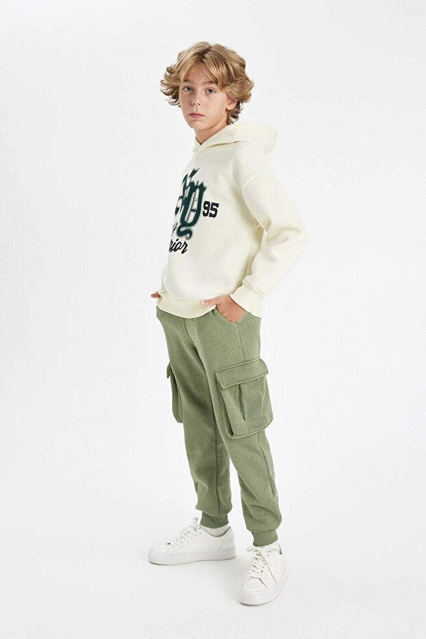 Boys' Jogger School Sweatpants with Cargo Pockets and Elastic Waistband C7704A824Au