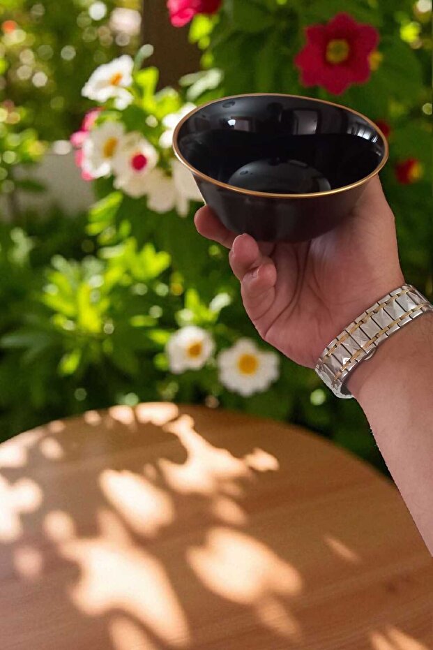 Carine 6 Adet 12 Cm Siyah Yaldızlı Kase - 3