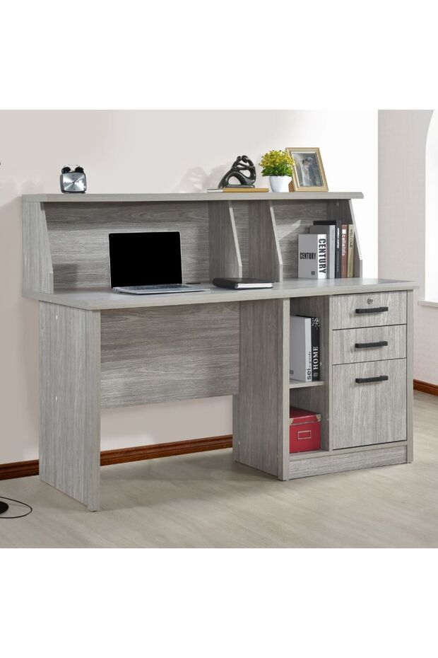 Neptune Study Desk - Grey Oak L150xW70xH115.1cm