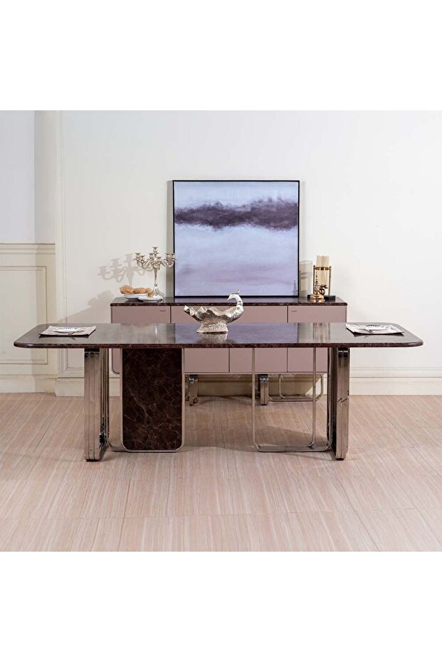 طقم طعام ديفيبار ١+٨ - بني/فضي - 1