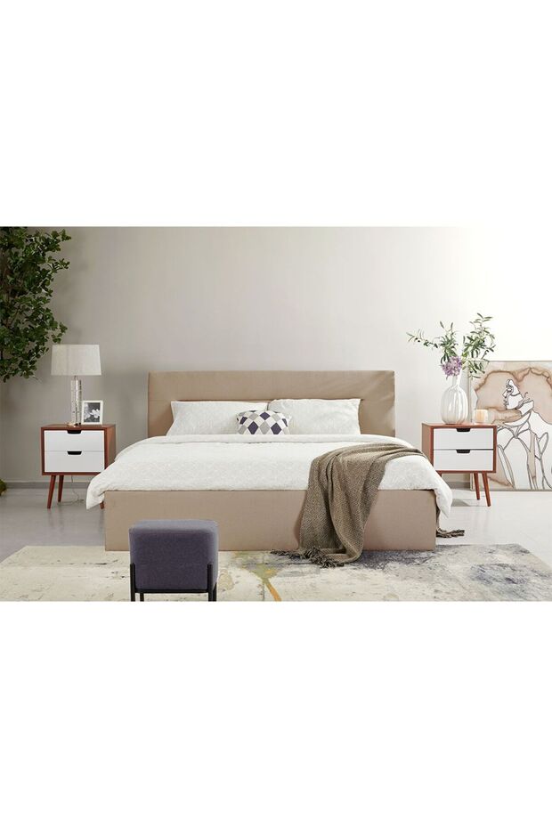 Hendrix 150x200 Queen Bed with Hydraulic storage - Taupe L225xW167xH103cm
