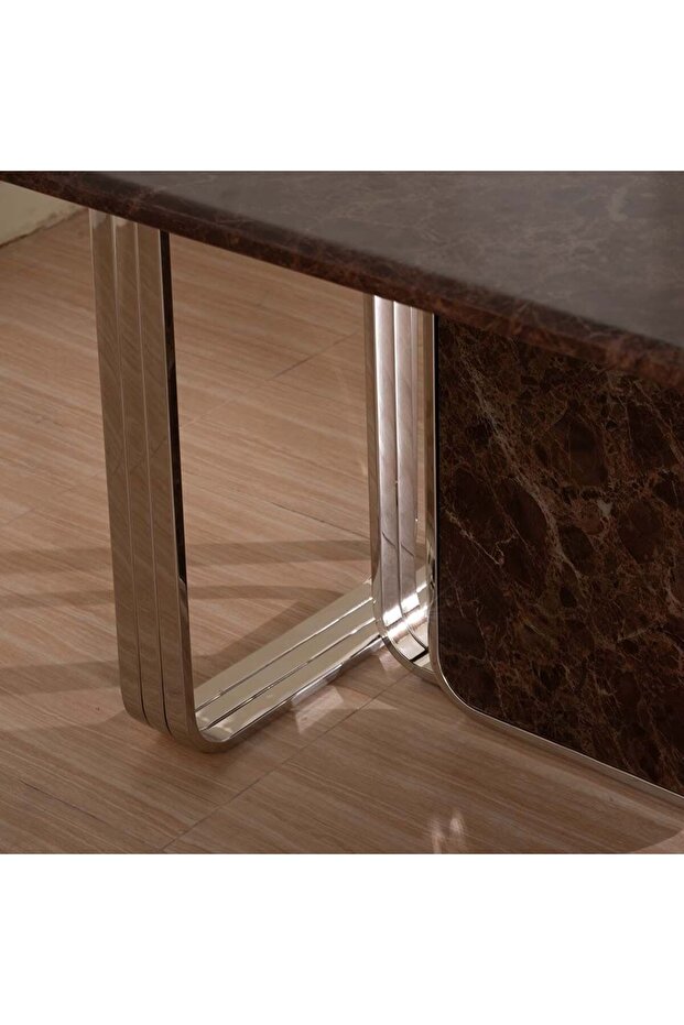 طقم طعام ديفيبار ١+٨ - بني/فضي - 5