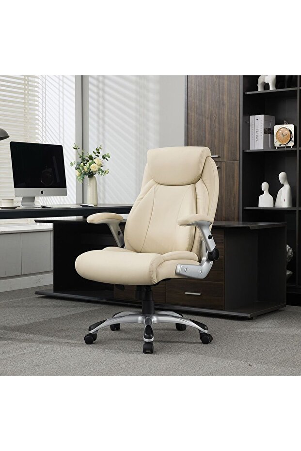 Tyrell High Back Office Chair - Beige L75.5xW72.5xH112-119.5cm