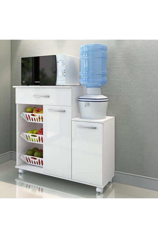 Ledian 2-Door Fruit Cabinet - Stylish White Wood Storage with 2-Year Warranty, 90.5x36x97.5cm